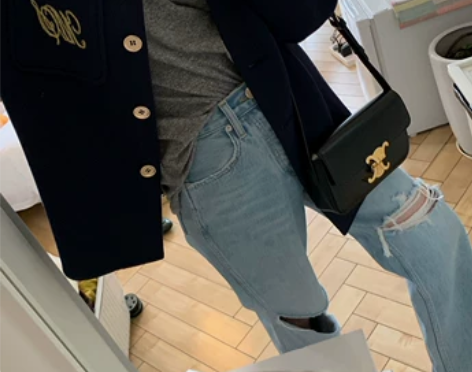 MINISMALL 痞痞破洞版型无敌牛仔裤...