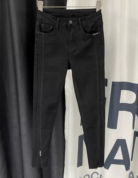 休闲装铅笔裤 铅笔裤子黑色牛仔裤女2021...