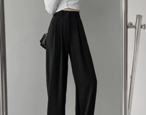 春夏季阔腿裤西装裤女直筒宽松高腰显瘦垂感拖...