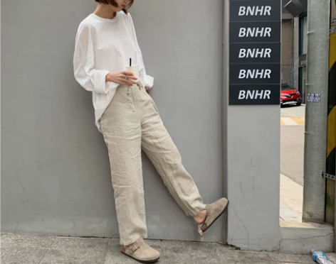 iam定制 ins潮宽松显瘦高腰休闲裤百搭...