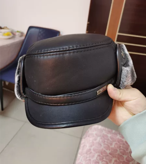 中老年人牛皮雷锋帽男东北加厚保暖老人真皮鸭...