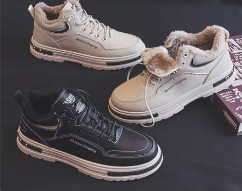 男鞋2022秋冬新款高帮板鞋加绒加厚棉鞋男...