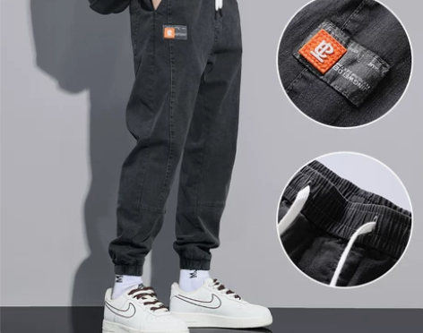2022秋冬季新款束脚工装裤男士百搭宽松保...