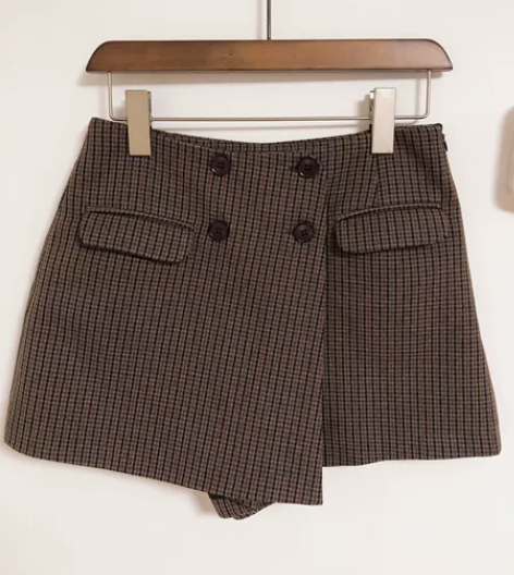 小宜定制YESWOMEN 复古格子双排扣高...