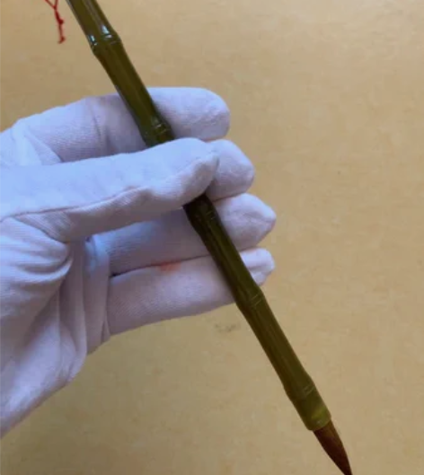 毛笔 玉石杆毛笔 玉质透润,吉安绿玉料老师...