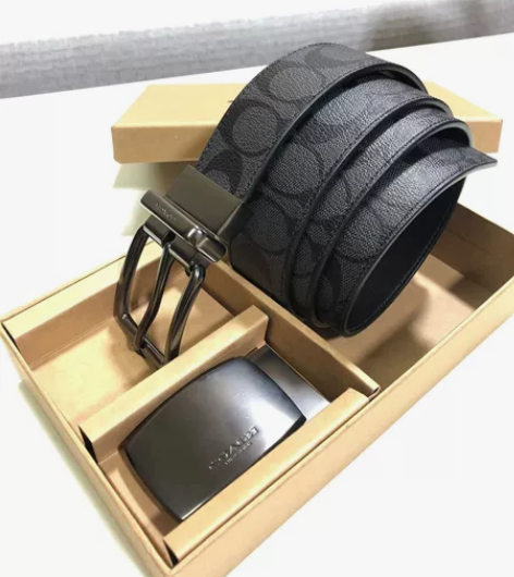 男士的皮带腰带 头层牛皮双扣蔻驰皮带腰带男...