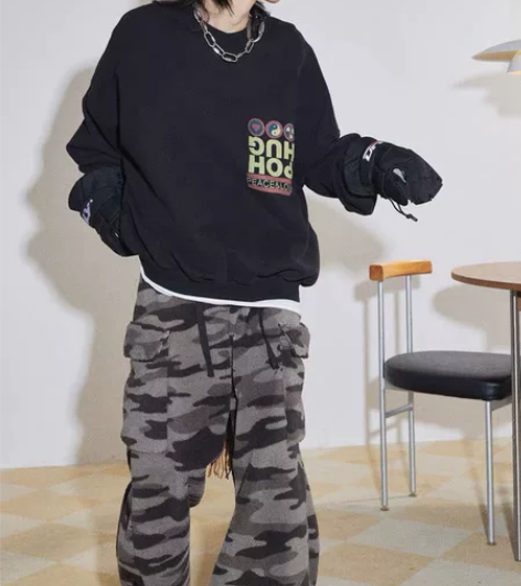 POH「嬉皮士与爱」重磅水洗宽松休闲圆领卫...