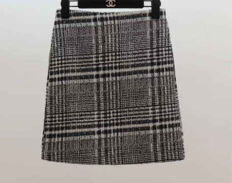格子毛呢半身裙女2018秋冬新款韩版高腰包...