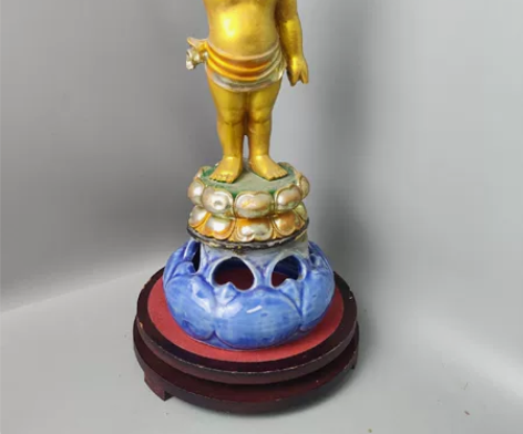 80年代鎏金工艺树脂释迦牟尼佛相手工彩绘，...