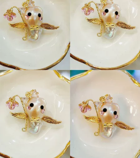 天然淡水巴洛克珍珠吊坠  阿飘   头上感...