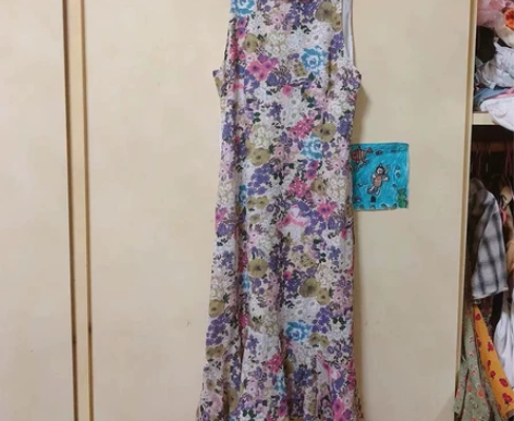碎花连衣裙夏裙子无袖中长款鱼尾裙吊带裙 非...
