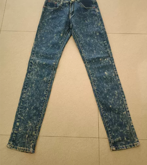 全新男版牛仔裤男雪花蓝休闲男裤子春秋小脚裤...