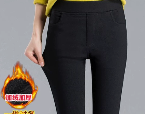 加绒打底裤女士铅笔小脚裤外穿冬天韩版高腰加...