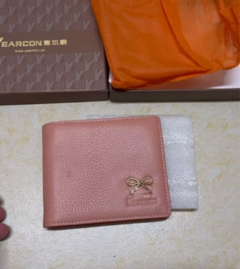 意尔康 女式钱包 短款钱包 粉色 牛皮材质...