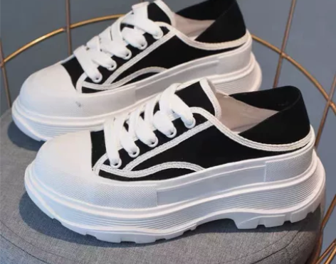 回力两穿帆布鞋女鞋秋季ins潮厚底增高小白...