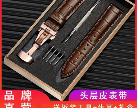 手表带真皮男 适用于天梭浪琴卡西欧dw天王...