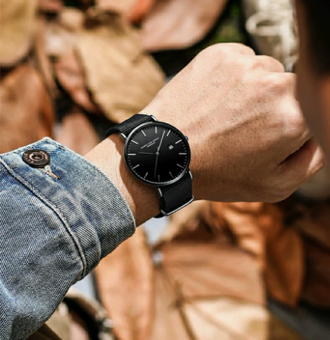 卡诗顿石英表，黑色简约，6mm超薄手表，男...