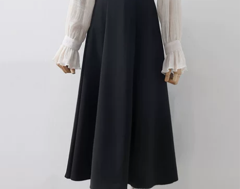 职业简约黑色西装裙女百搭高腰显瘦垂感通勤中...