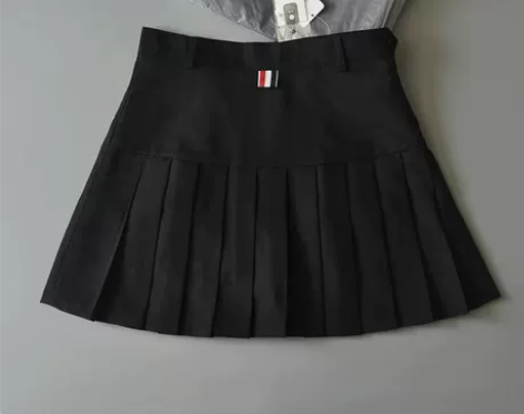 春秋新款ins风高腰学院风西装料TB百褶裙...