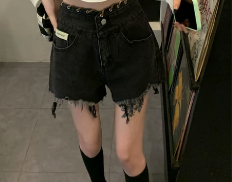 小个子牛仔短裤女夏季新款辣妹街头风高腰不规...