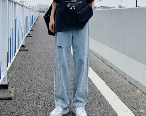 破洞牛仔裤女夏季新款浅色2022年薄款宽松...