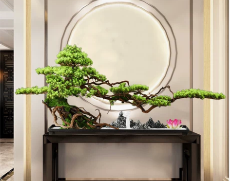 饰品装饰新中式仿真迎客松盆景酒店会所玄关装...
