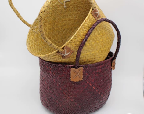 天然草编纯手工制作收纳篮装饰花篮挂篮欧式田...