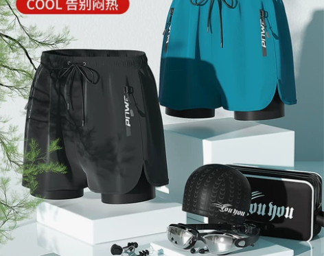 泳裤男士防尴尬2021新款专业平角五分款泳...