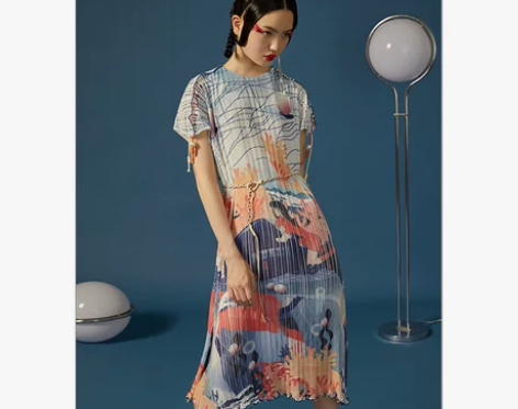 密扇2020夏新品龙鳞阁定位国风印花裙子独...