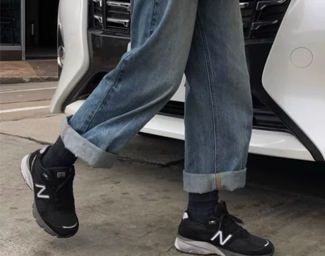 RAINY自制 日系复古工装牛仔裤女宽松直...