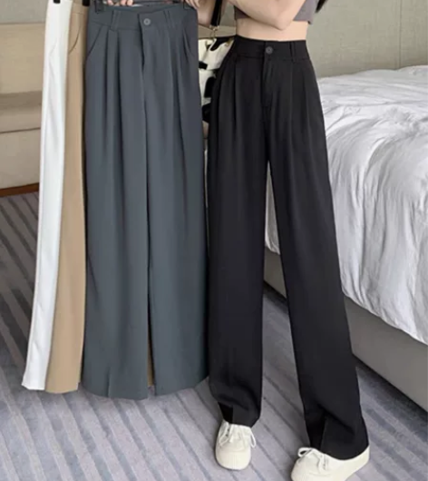 西装面料阔腿裤长裤 灰色 M码 全新 不议...