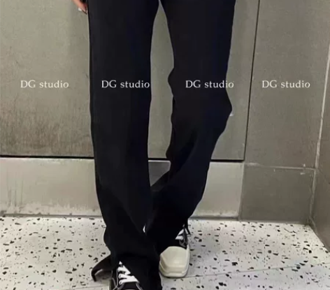 实体店清开衩牛仔裤显瘦蓝色黑色号全sml拍...