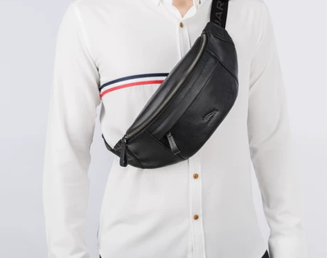 JAGUAR/捷豹真皮胸包男款休闲腰包潮男...