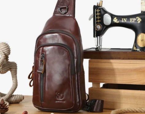 牛船长牛皮单肩斜挎大容量男士胸包真皮挎包休...