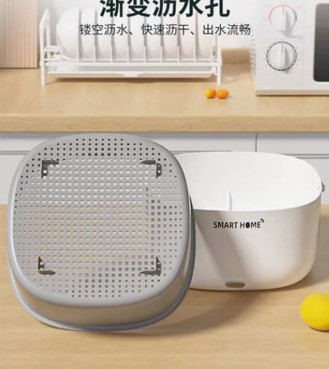 超声波沥水篮多功能双层自动清洗厨房洗菜盆水...