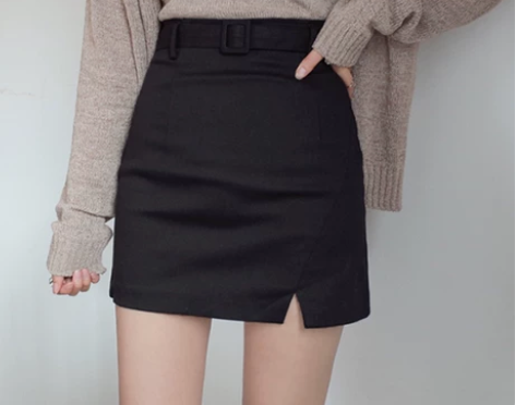 半身裙开叉裙子女夏秋2018新款高腰包臀裙...