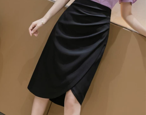 夏季不规则包臀裙高腰开叉一步裙中长款修身百...