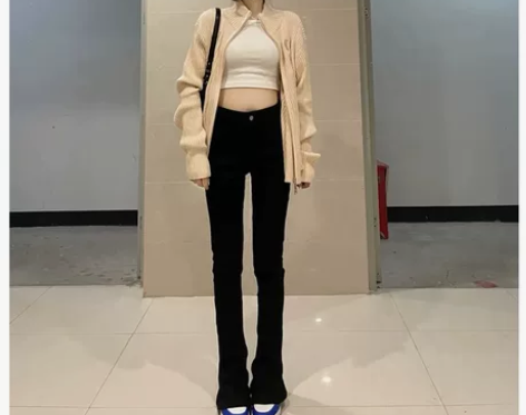 微喇叭裤马蹄牛仔裤女修身显瘦秋冬季2022...