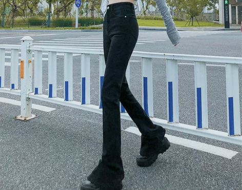 黑色马蹄裤2022新款春夏小个子高腰显瘦微...