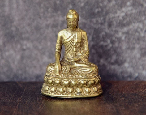 纯黄铜空心释迦摩尼摆件达摩祖师手把件桌面摆...