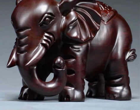 大象摆件木雕大象工艺品实木木头仿古小象家居...