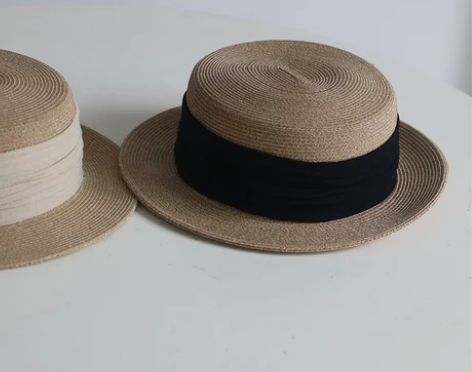 日本原生纸高品质法式草帽新款平顶休闲高档女...