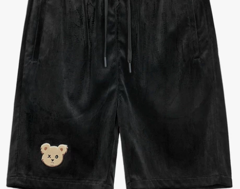 ?conklab小熊刺绣丝绒短裤男夏季外穿...