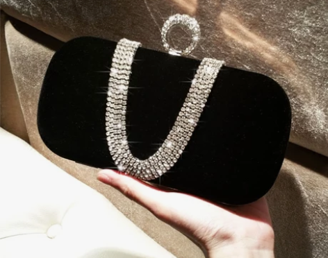 LOLIBOX定制新品丝绒水钻指环包女小手...