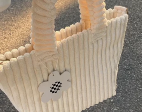 小众灯芯绒水桶包2022新款秋夏毛绒斜挎小...