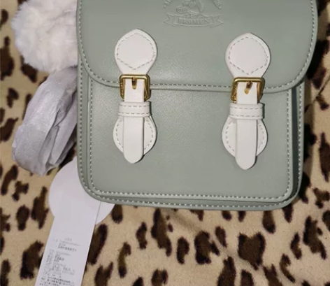 不莱玫灰豆绿色邮差包小众包女可爱百搭学院风...