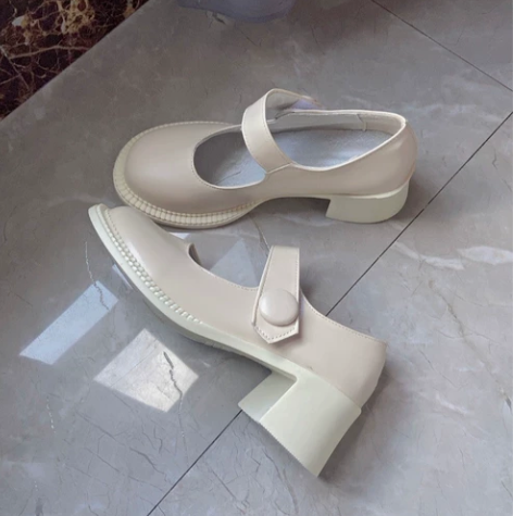 粗跟单鞋女学院风仙女鞋春款复古玛丽珍鞋一字...