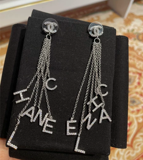 正品chanel香奈儿钻石银色流苏耳环 买...