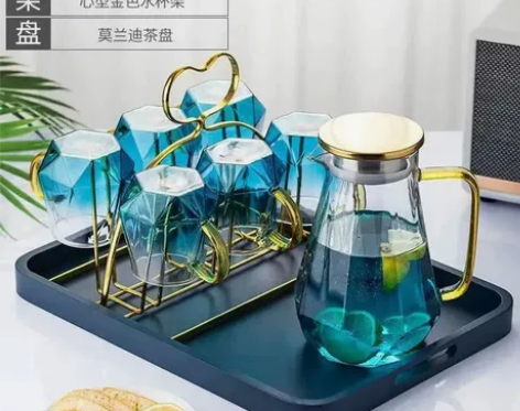 轻奢钻石壶浅银色钻石壶钻石杯凉白开冷水壶家...