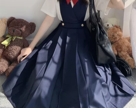 原创日系JK制服百褶裙学生卡奶裙学院风装 ...